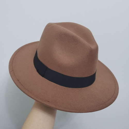 Sombrero Negro Fedora Ala Ancha Hat Hombre Mujer Unisex 