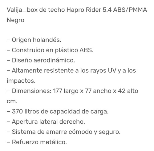 Valija Box Techo Para Auto Marca Hapro Rider 5.4