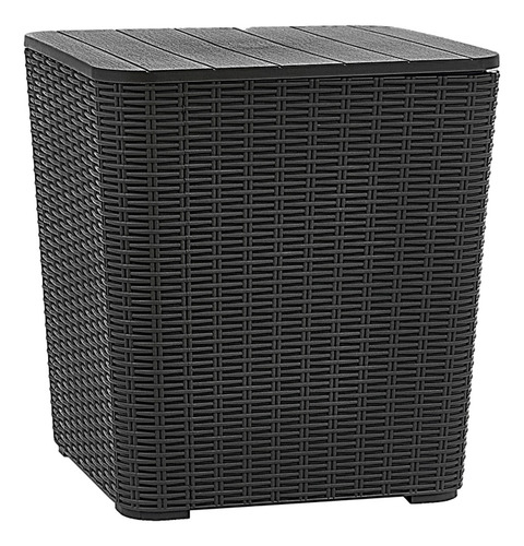 Mesa De Apoio Capri Vira Baú Rattan Jardim Cor Preto