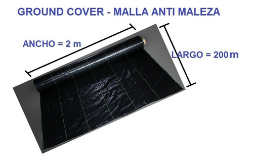 Malla Ground Cover, Antimaleza, 2m Ancho, 200m Largo, Negro