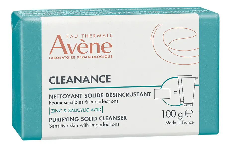 Barra Limpiadora Facial Avène Cleanance con Ácido Salicílico para Piel Grasa 100g