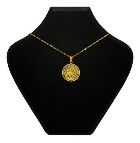 Cadena Y Dije León De Judah Rastafari Oro 18k Amarillo 50 Cm