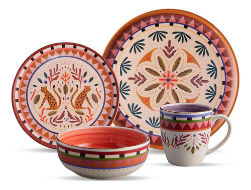 Aparelho De Jantar Selvatica Conjunto 16 Peças - Dolce Home Cor Colorido