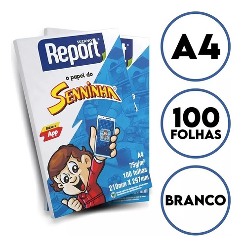 Papel Sulfite A4 Multifunção Branco 100 Folhas 75g Report
