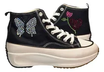 Comprar Zapatillas Lona Negra O Blanca. Personalizables Con Brillos