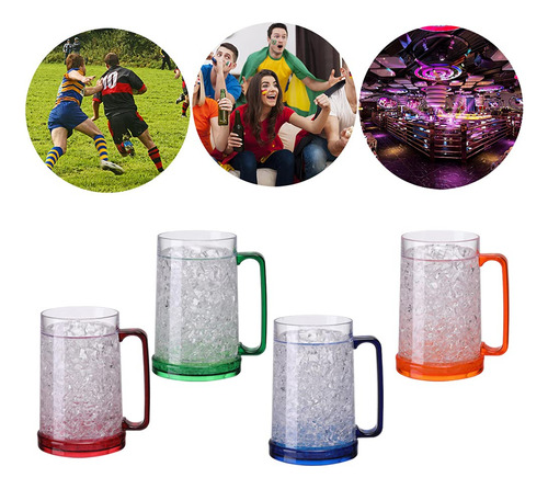 Vaso De Cerveza Helado Doble Pared Gel Frosty Transparente Color