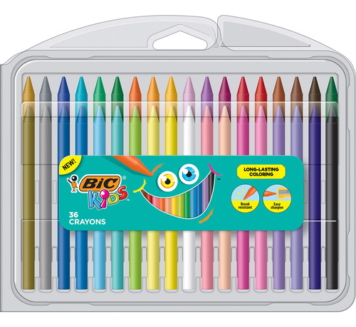 Bic Crayones Para Nios, Colores Surtidos, Funda Duradera, 36