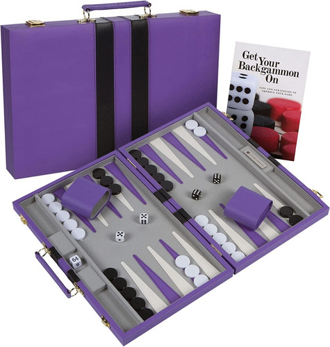 Backgammon Set De Viaje, Clasico, Color Purpura