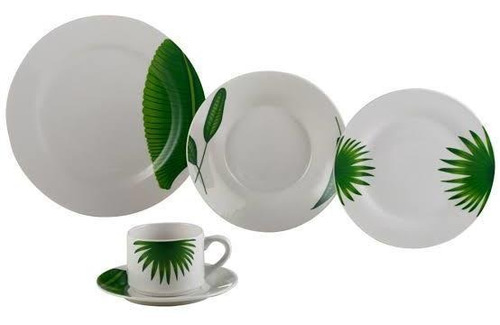 Imagem 1 de 2 de Aparelho De Jantar Chá 20 Peças Lyor Porcelana Leaves