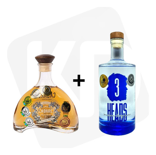 Kit Cachaça Cabaré + Gin 3 Heads Extra Premium Luxo