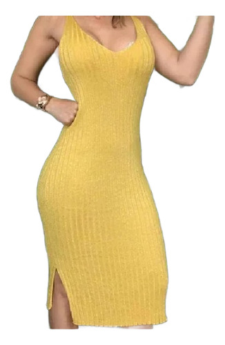 Vestido Ajustado Midi Lanilla De Verano