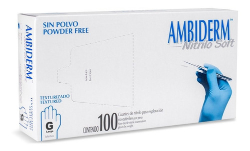 Imagen 1 de 2 de Guantes De Nitrilo Ambiderm Talla Grande.