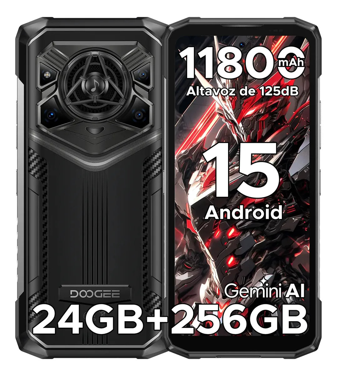 DOOGEE BLADE 20 Pro Celular Android 15 Teléfono Resistente 11800 mAh Batería 24 GB RAM+ 256 GB ROM Dual Sim 6.6pulgada Altavoz 125 dB