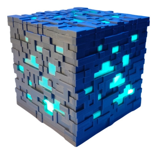 Velador Minecraft Rgb Impresión 3d Gris