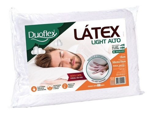 Travesseiro Látex Light Alto Duoflex 50x70x16cm -lp1101 Cor Branco