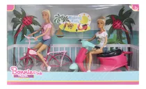 Comprar Muñecas Bonnie Pink 2 Muñecas Con Scooter Y Bicicleta