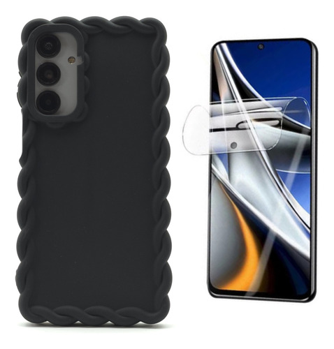 Funda + Mica Para Samsung A16 Case Protector Carcasa Rudo Crochet - Negro Samsung A16