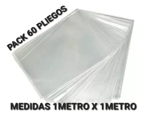 Papel Celofan Transparente En Pliego Medidas 1x1 Paquete 60 