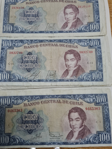 Set 10 Und.billetes Historico Chile 100 Escudos