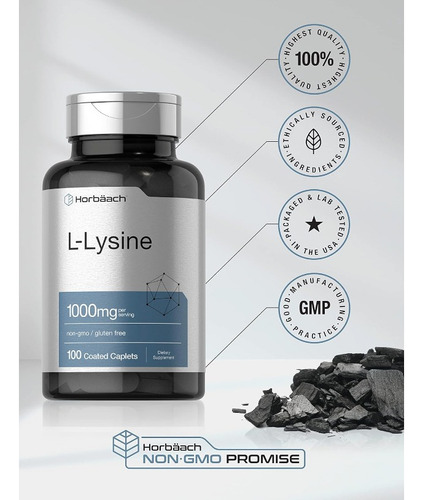 L-lisina 1000mg Aminoacido Inmunidad Reforzada 100 Americano Sabor Sin Sabor
