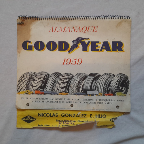 Antiguo Almanaque Publicidad Goodyear 1959