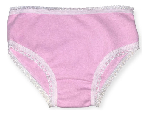 Bombacha Infantil Rosa Y Gris Con Detalle De Puntilla