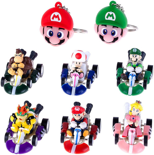 6 Piezas Mario Kart Cars Pull Backs Figuras Mario Luigi...