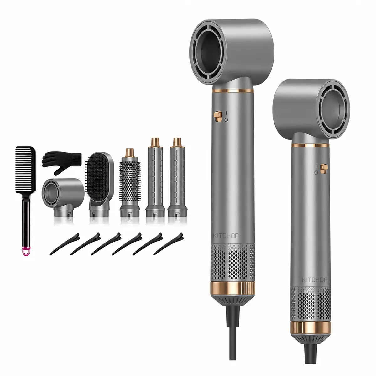 Secadora de Pelo KITCHOP Profesional con Iones y 5 Boquillas, Secado Rápido para Todo Tipo de Cabello