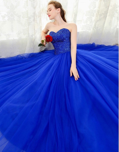 Vestido De Xv Años 15 Azul Rey Lentejuelas | Meses sin intereses