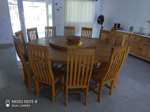 Mesa De Jantar Redonda Com 12 Cadeiras