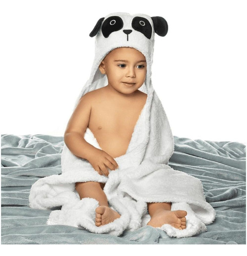 Manta Fleece Bebê Com Capuz Panda Lepper