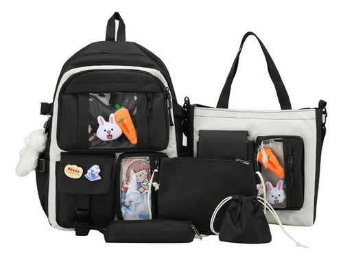 Set 5 Mochila Bolsas Escolar Estudiante Lapicera Tote Lona