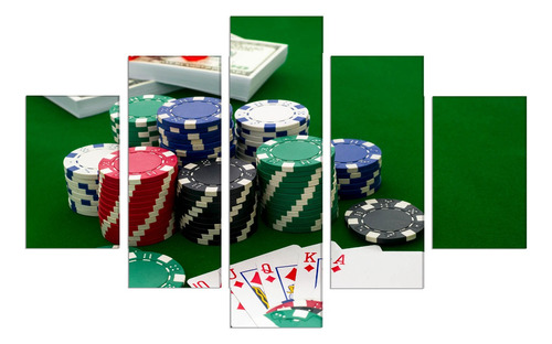 Set De 5 Cuadros Juegos De Poker 114x185cm