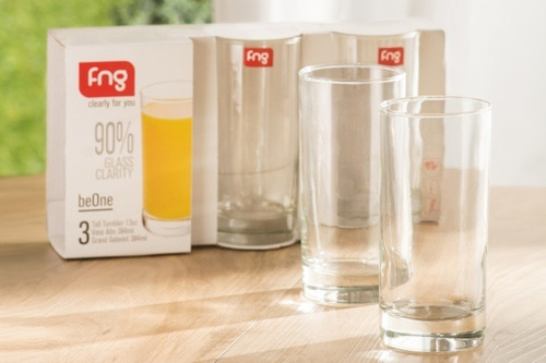 Vaso De Vidrio Alto Set De 3 Unidades Liso M6 - Sheshu Home