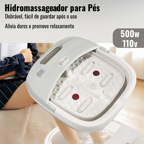 Hidromassageador Para Pés Elétrico, Spa Dos Pés Com Bolhas, Aquecimento E Infravermelho, Roletes Massageadores - 127v