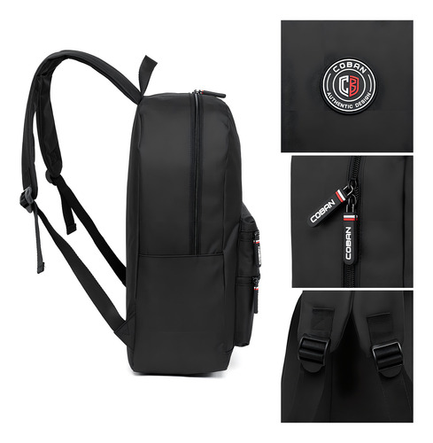 Mochila Unissex Escolar Casual Faculdade Desenho Do Tecido Liso Cor Preto Coban