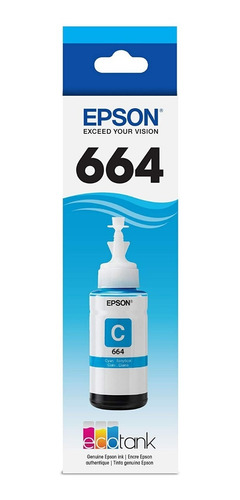 Tinta Epson Original Color Cyan T664 L200 L210 L350 L355  