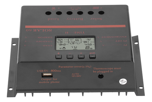 Controlador De Regulador De Panel Solar Pwm 60a Dc12v/24v