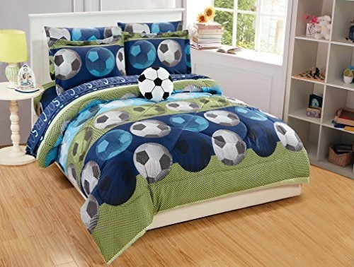 Juego De Sabanas De Coleccion Mk Con Almohada De Futbol Colo