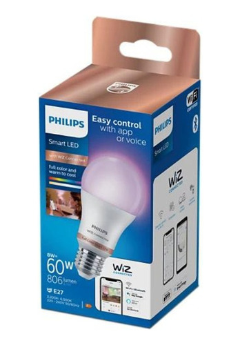 Lámpara Led Color Philips Smart Wifi 8w=60w E27 Dimerizable