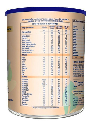 Imagen 3 de 3 de Leche de fórmula en polvo Nutricia Bagó Nutrilon Profutura 4 sabor vainilla en lata de 350g a partir de los 2 años