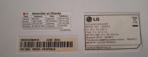 Parlante Inalámbrico - Docking LG Nd5520 (Usado)