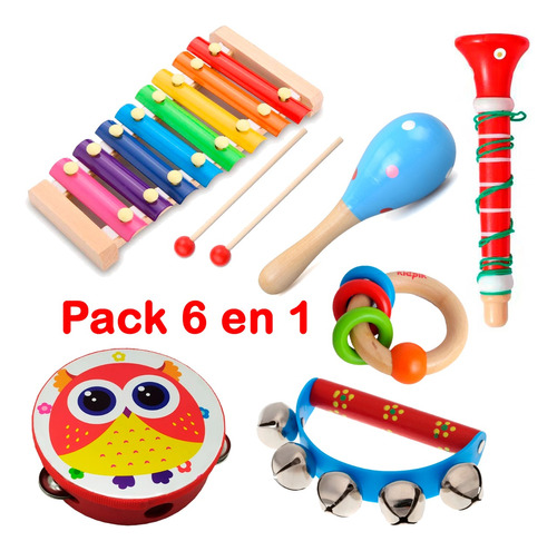 Pack 6 Instrumentos Musicales Niños Didacticos Montessori B