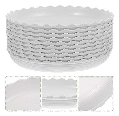 Plato Redondo Para Macetas, Color Blanco, 10 Unidades