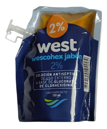Wescohex Jabon Gluconato De Clorhexidina 2% Bolsa X 120 Ml