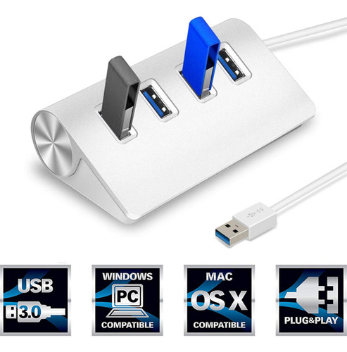 Usb 3.0 Hub Extensor Usb Compacto De 4 Puertos Para
