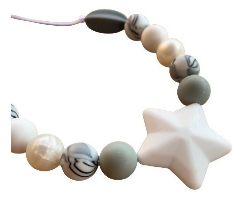 Collar Lactancia Porteo Con Estrella Blanca, Marmol Y Gris