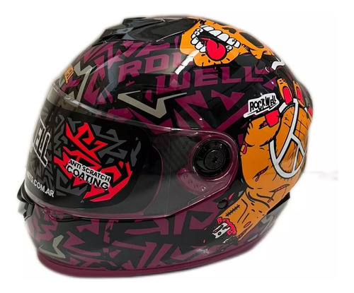 Casco Moto Rockwell Zombie Syrah Amarillo