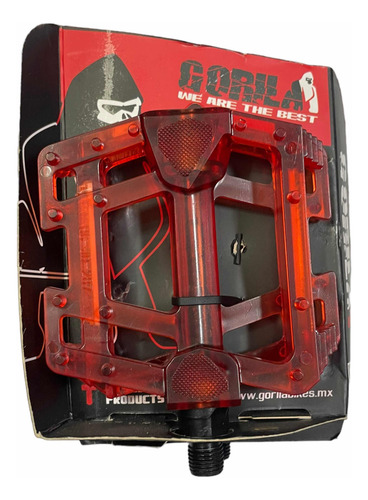 Set 2x Pedales Bicicletas Bmx Mtb Gorila Antideslizante Rojo