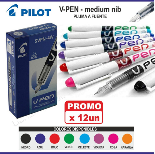 12 Pluma Pilot Vpen Lapicera A Fuente Tinta De Colores Japon